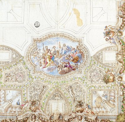 Étude de composition pour une décoration de plafond - Giacinto Calandrucci